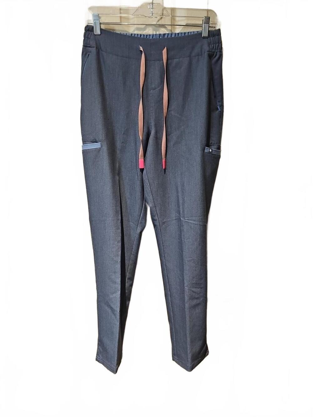 FIGS Women's Evans Skinny Scrub Pants in heather denim color (Po#3942) Size M